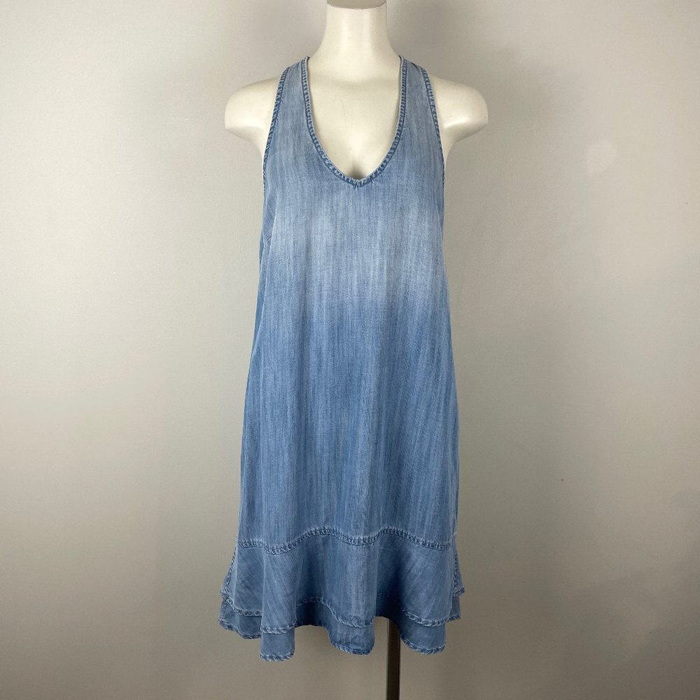 NWT Bella Dahl Chambray Dress Sleeveless Drop Waist Shift Size Medium